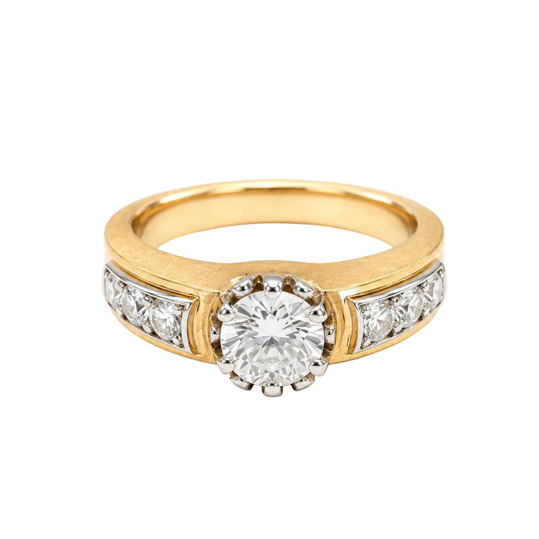 Yellow Gold Solitaire Ring with Diamond