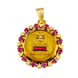 AUGIS Medal in yellow gold, rubies, and diamonds