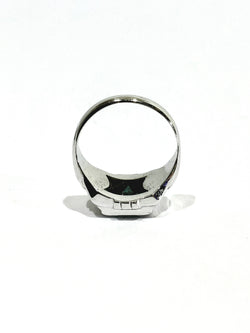 Art Deco Ring in White Gold and Green Tourmaline