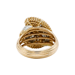 Cocktail Ring in Yellow Gold, Platinum, and Diamonds