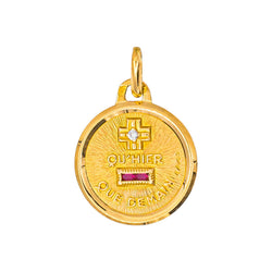 Augis Pendentif  Médaille Plus hier moins que demain  Or jaune Rubis