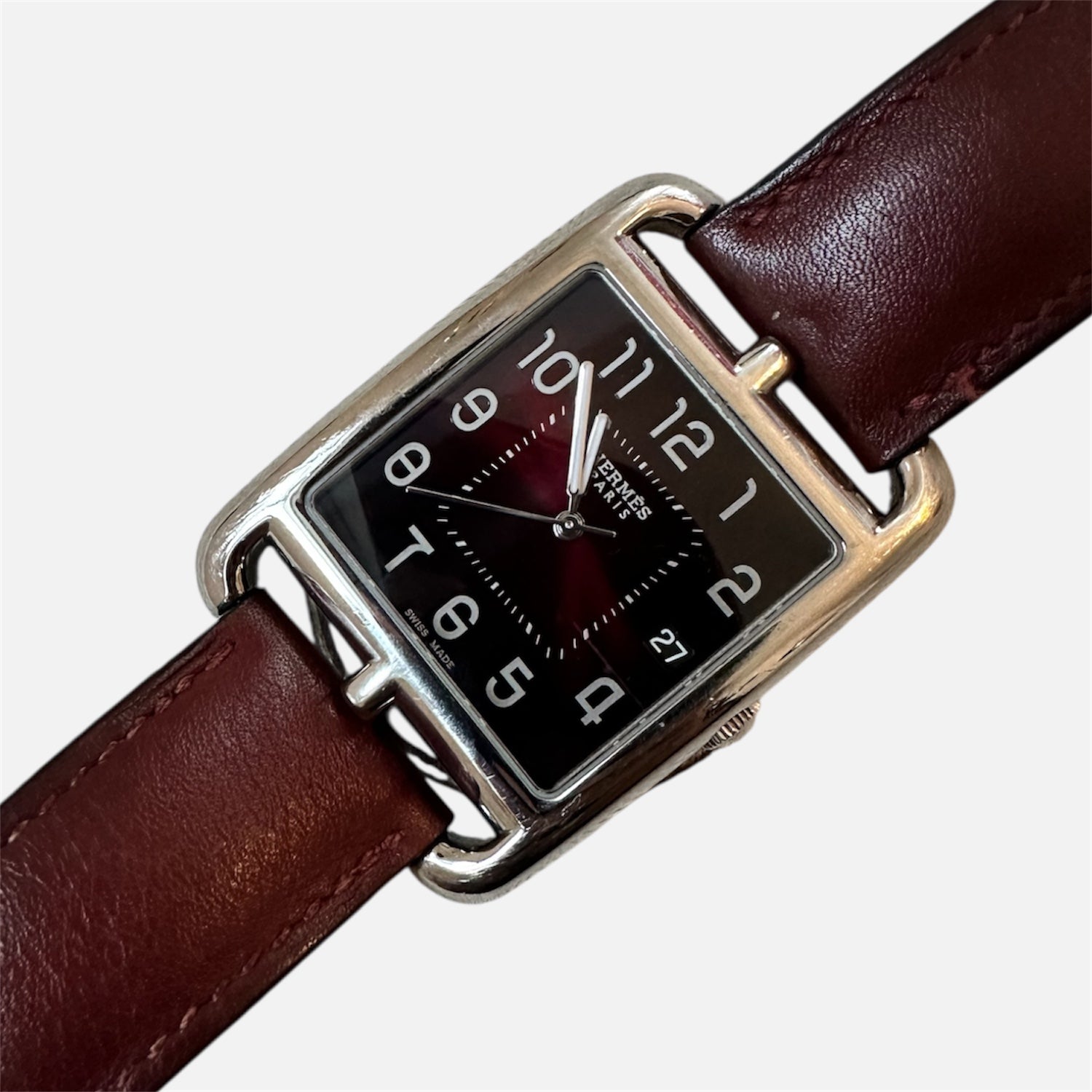 Montre HERMÈS en acier, cuir et quartz