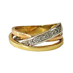 GUY LAROCHE Wedding band in white gold, yellow gold, rose gold, and diamonds
