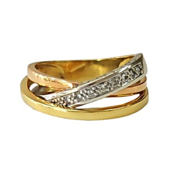 GUY LAROCHE Wedding band in white gold, yellow gold, rose gold, and diamonds