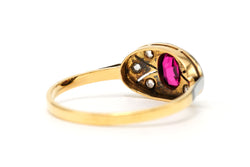 Bague Entourage en or blanc, or jaune, rubis et diamants
