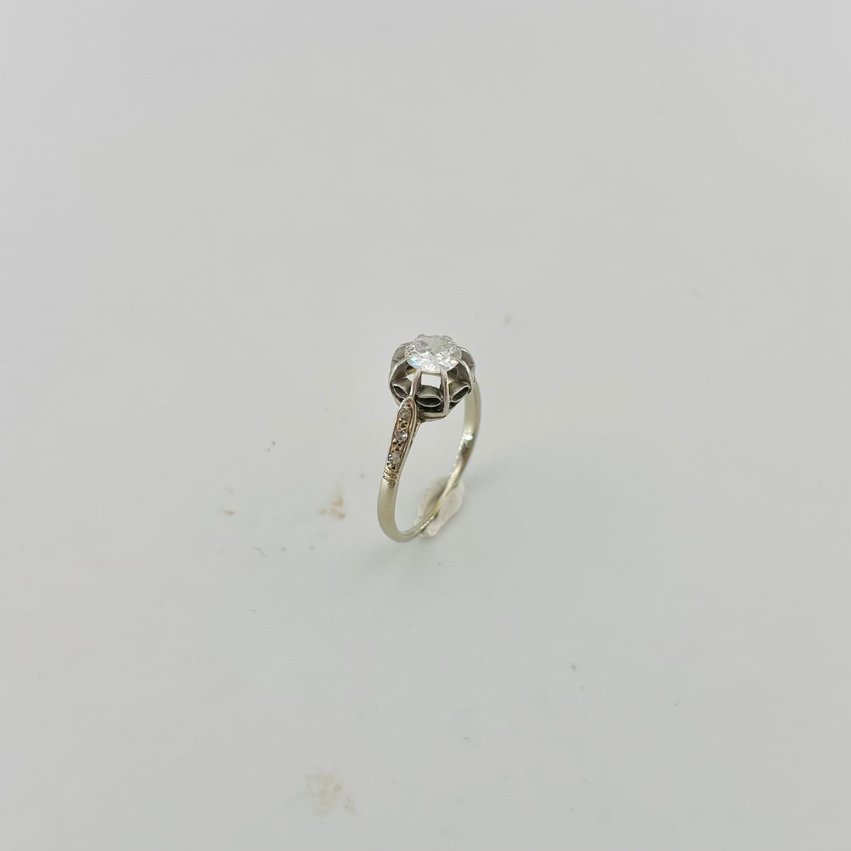 Solitaire Ring in White Gold, Platinum, and Diamonds