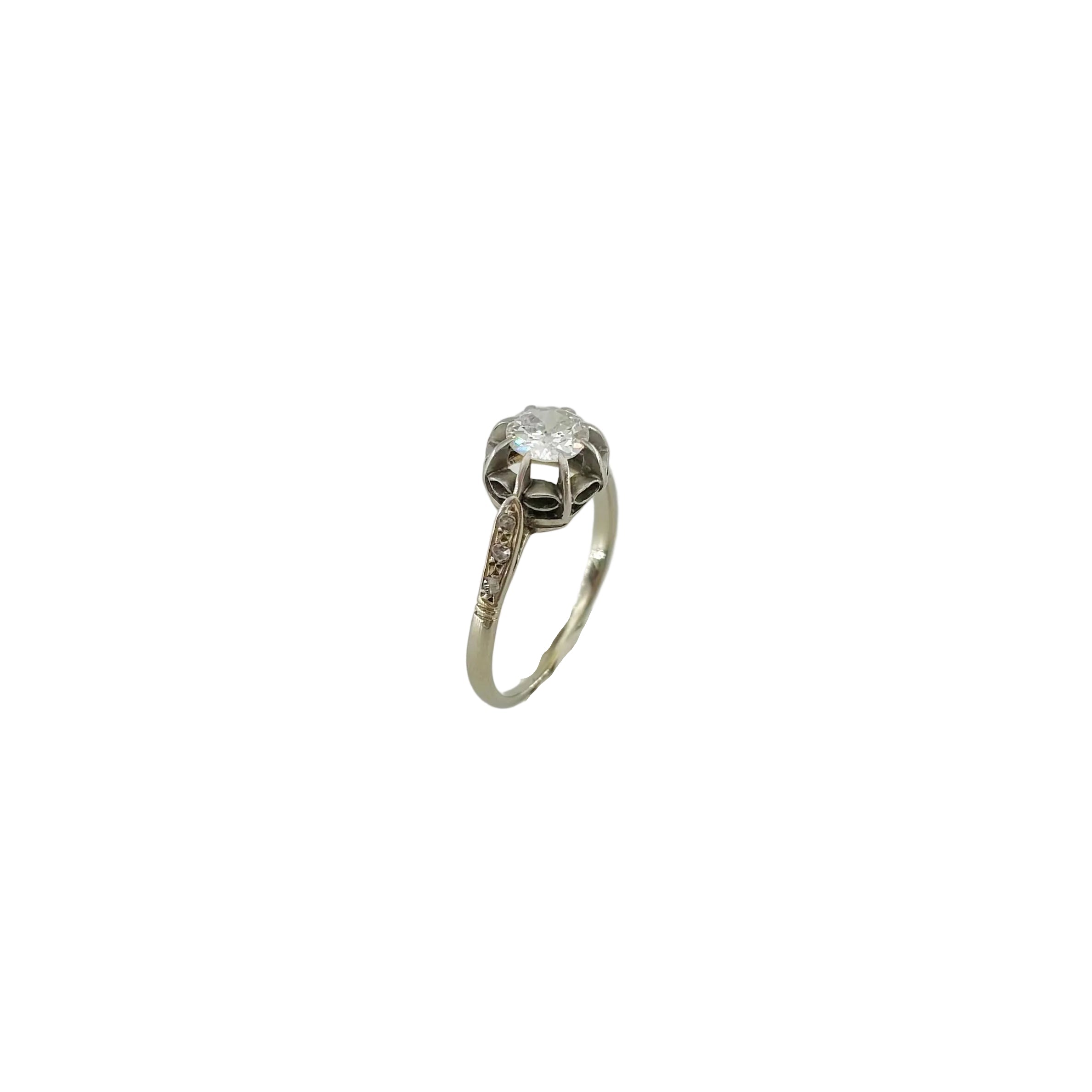 White Gold Solitaire Ring with Diamonds