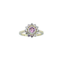 GEMMYO "Lefkos Camaïeux" Entourage Ring in yellow gold, Tourmaline, and Diamonds