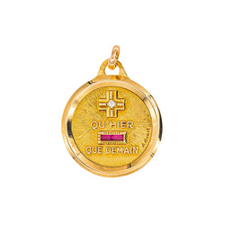 Augis "Medal of Love" Pendant, Yellow gold with Ruby