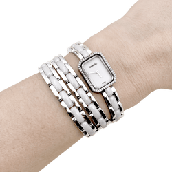 Watch Chanel, "Première", ceramic white and diamonds.
