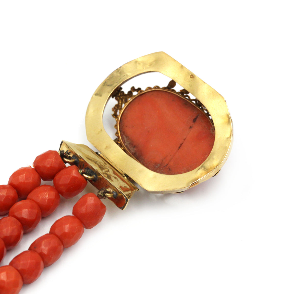 Bracelet - Yellow gold, Cameo & Red Coral