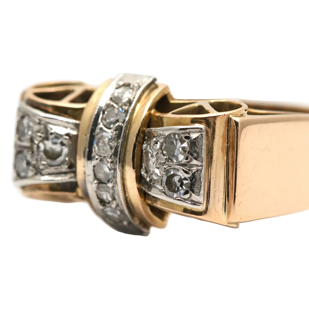 Yellow Gold and Diamond Tank Ring