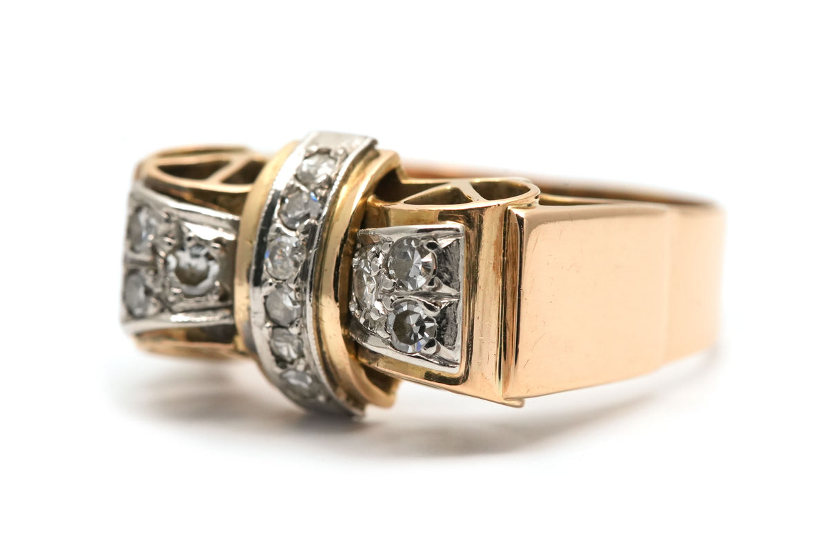Bague Tank en or jaune et diamants