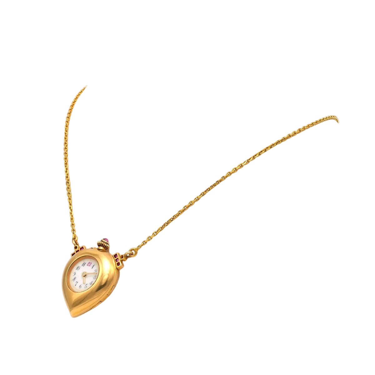 Yellow Gold Necklace with Watch, Ruby, and Diamonds