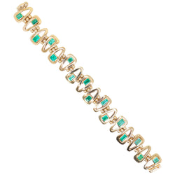 Yellow Gold Link Bracelet with Emeralds
