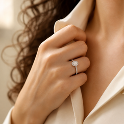 White Gold Solitaire Ring with Diamonds