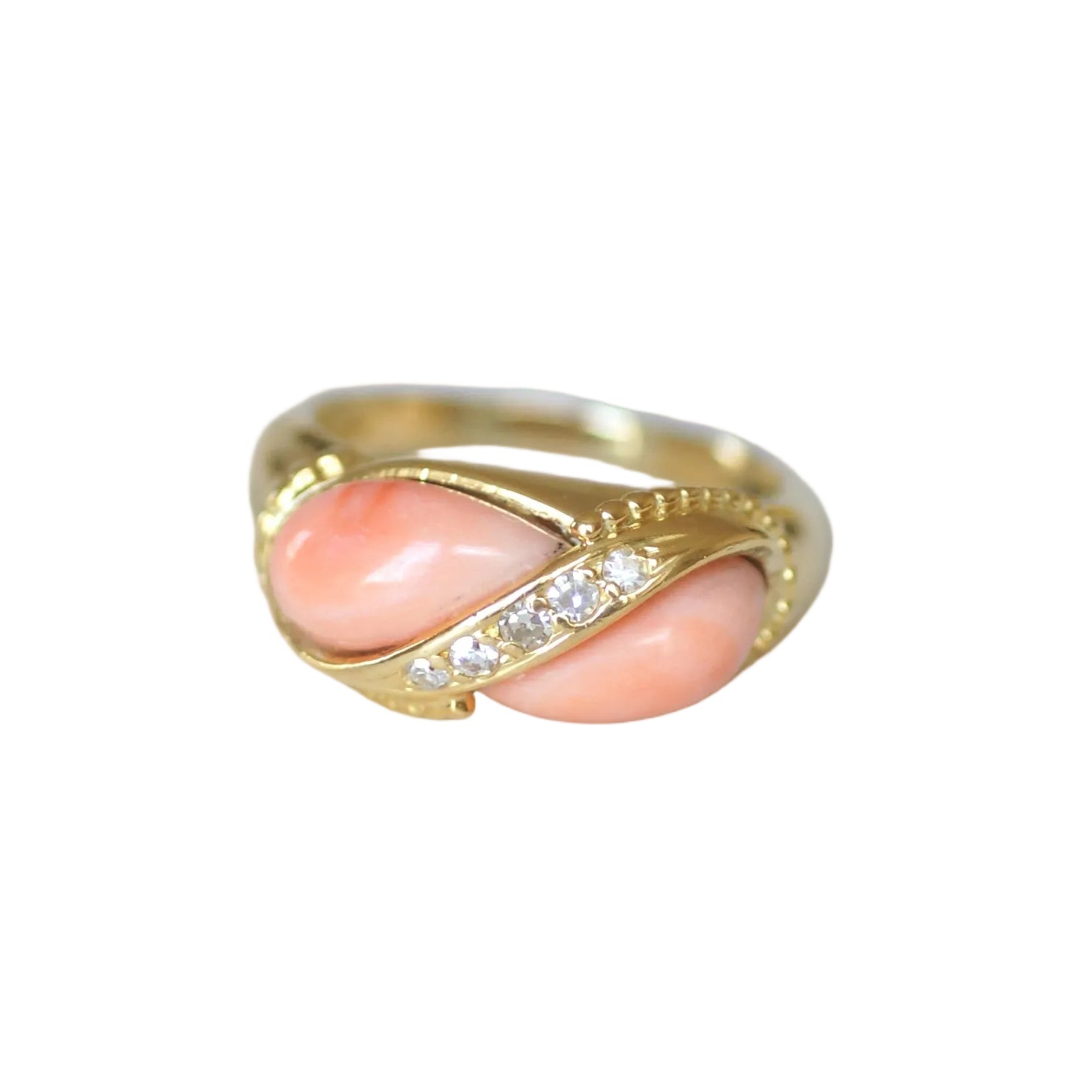 "Toi & Moi" Ring by JEAN & PIERRE BELLIN in yellow gold, coral, and diamonds