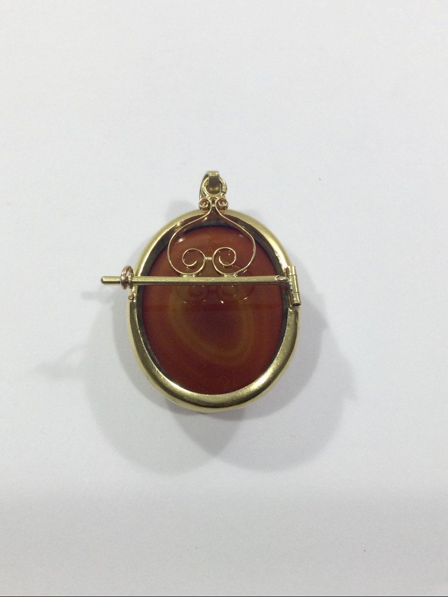 Pendentif Broche Camée Agate