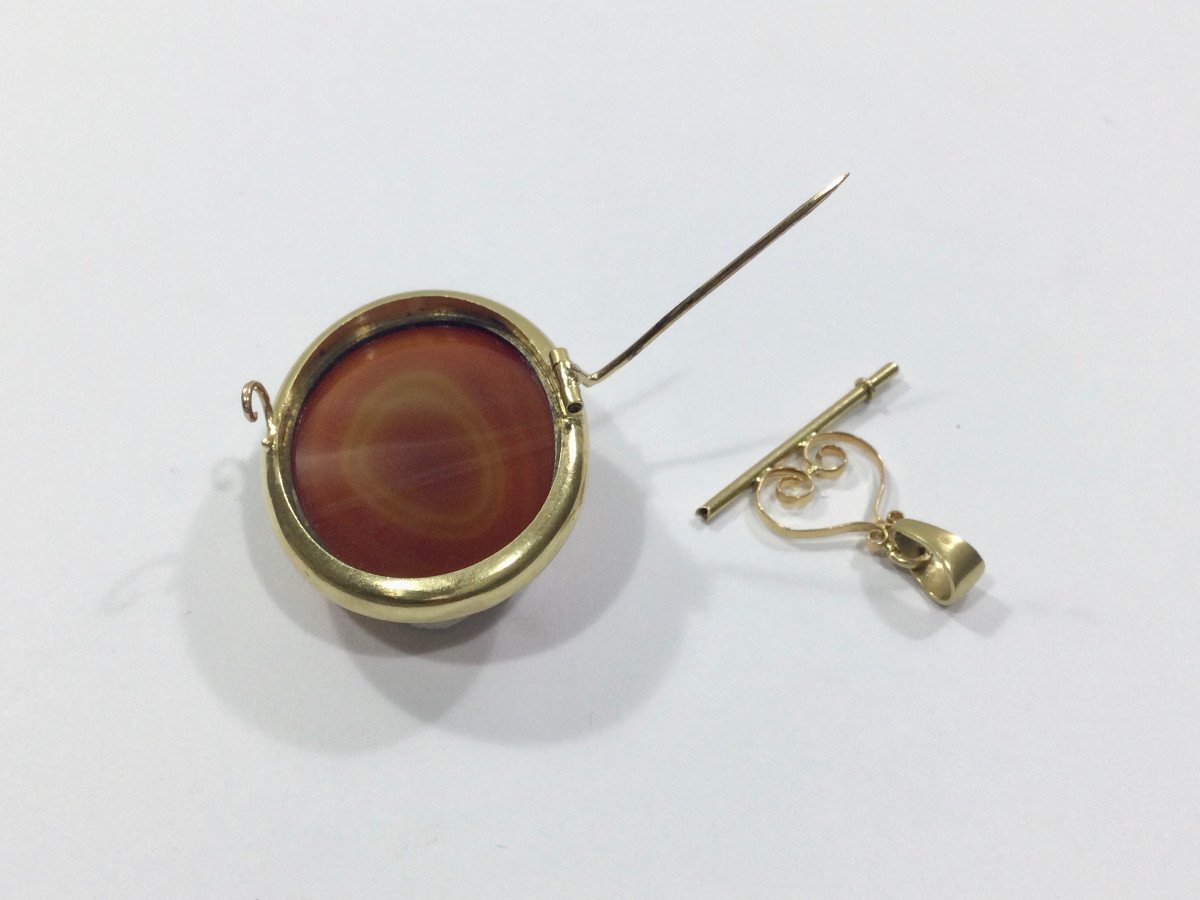 Pendentif Broche Camée Agate