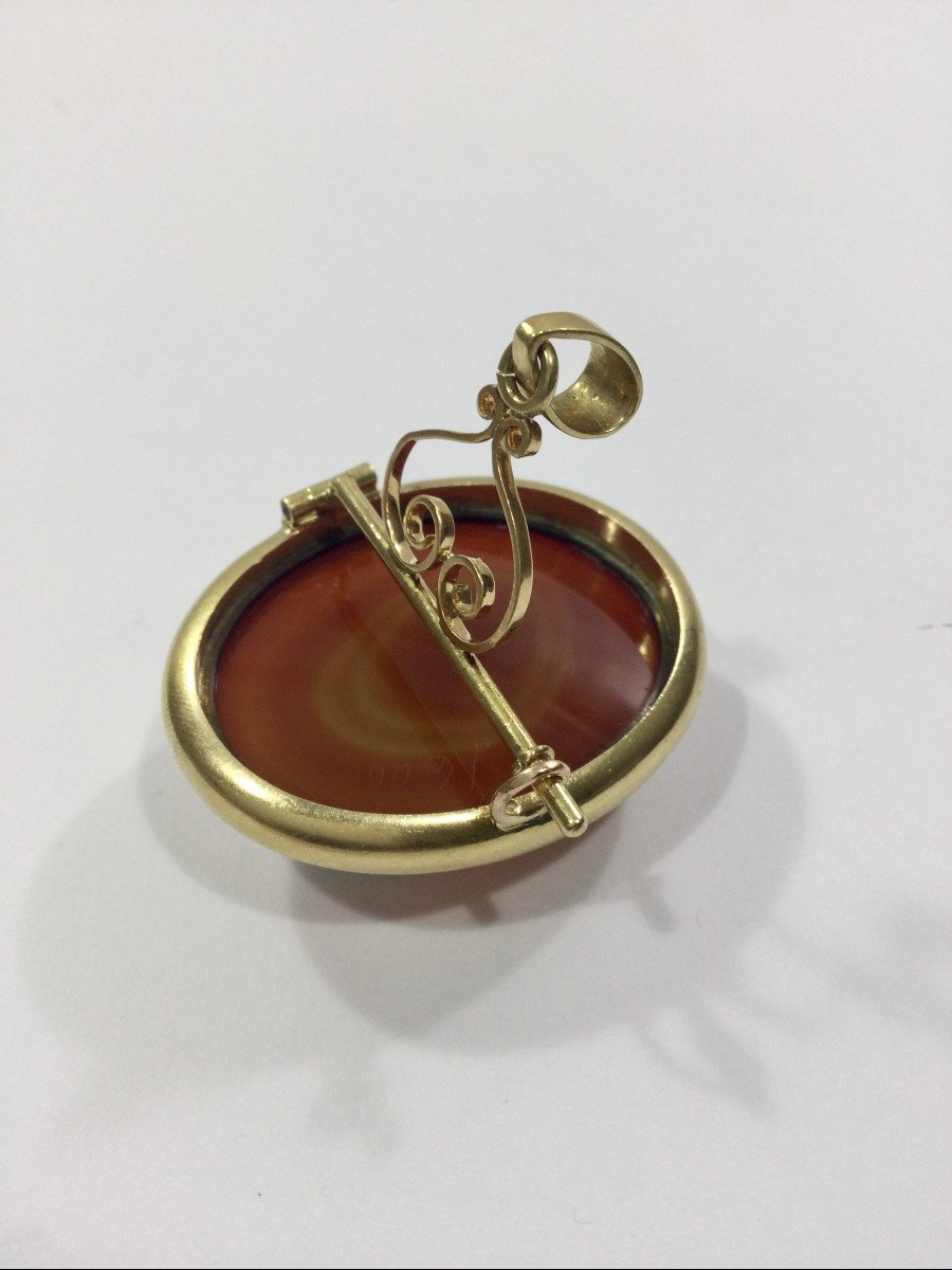 Pendentif Broche Camée Agate