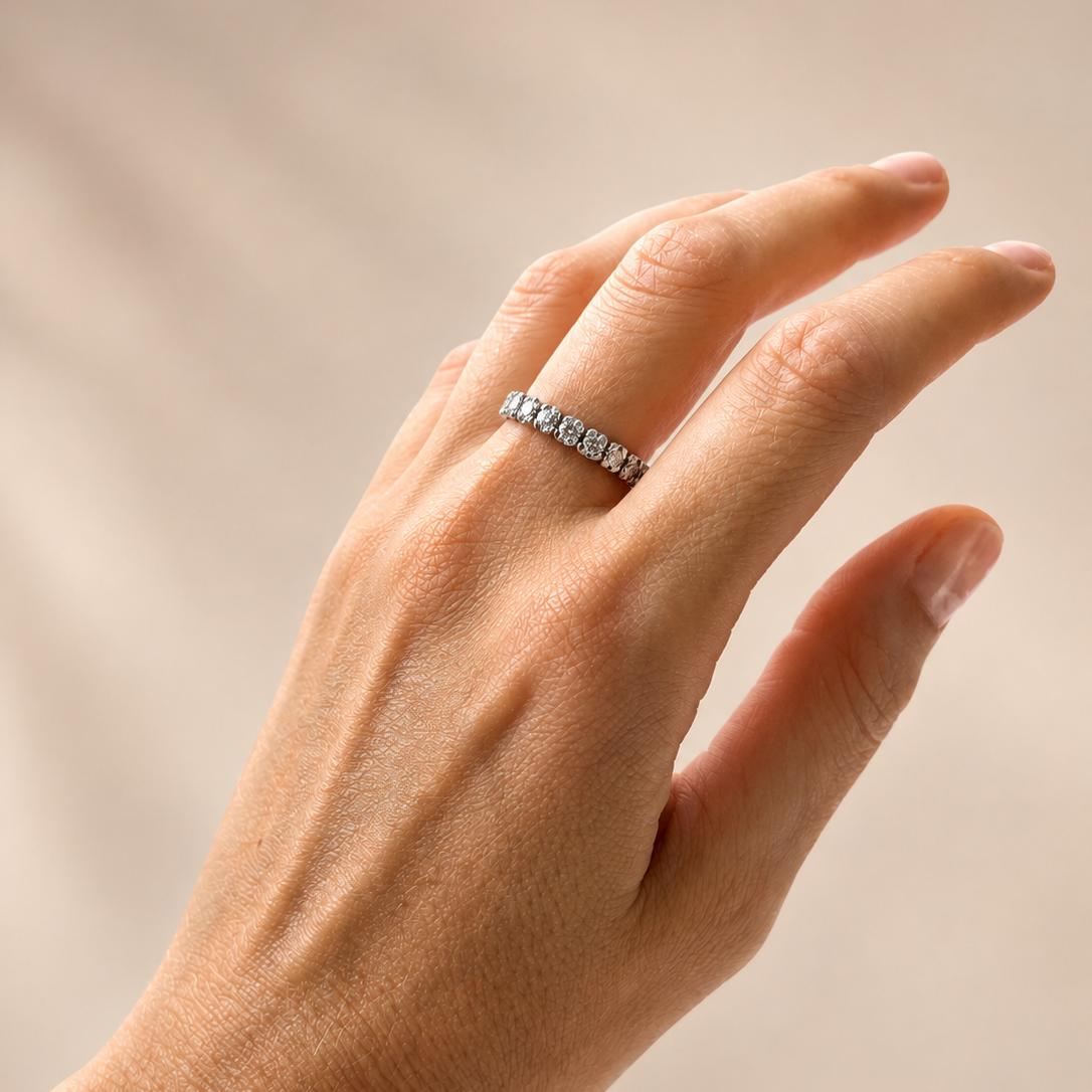 White Gold and Diamond Wedding Band