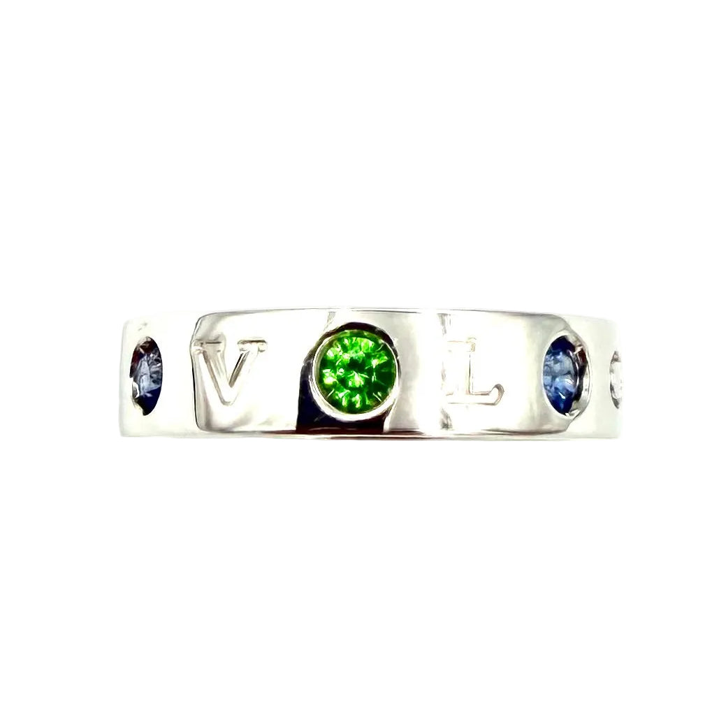 BULGARI "Roman Sorbet" Ring in white gold, garnets, sapphires and diamonds