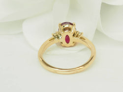 Yellow Gold Solitaire Ring with Ruby and Diamonds