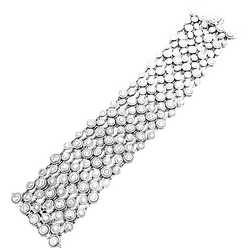 Bracelet souple, or blanc et diamants.