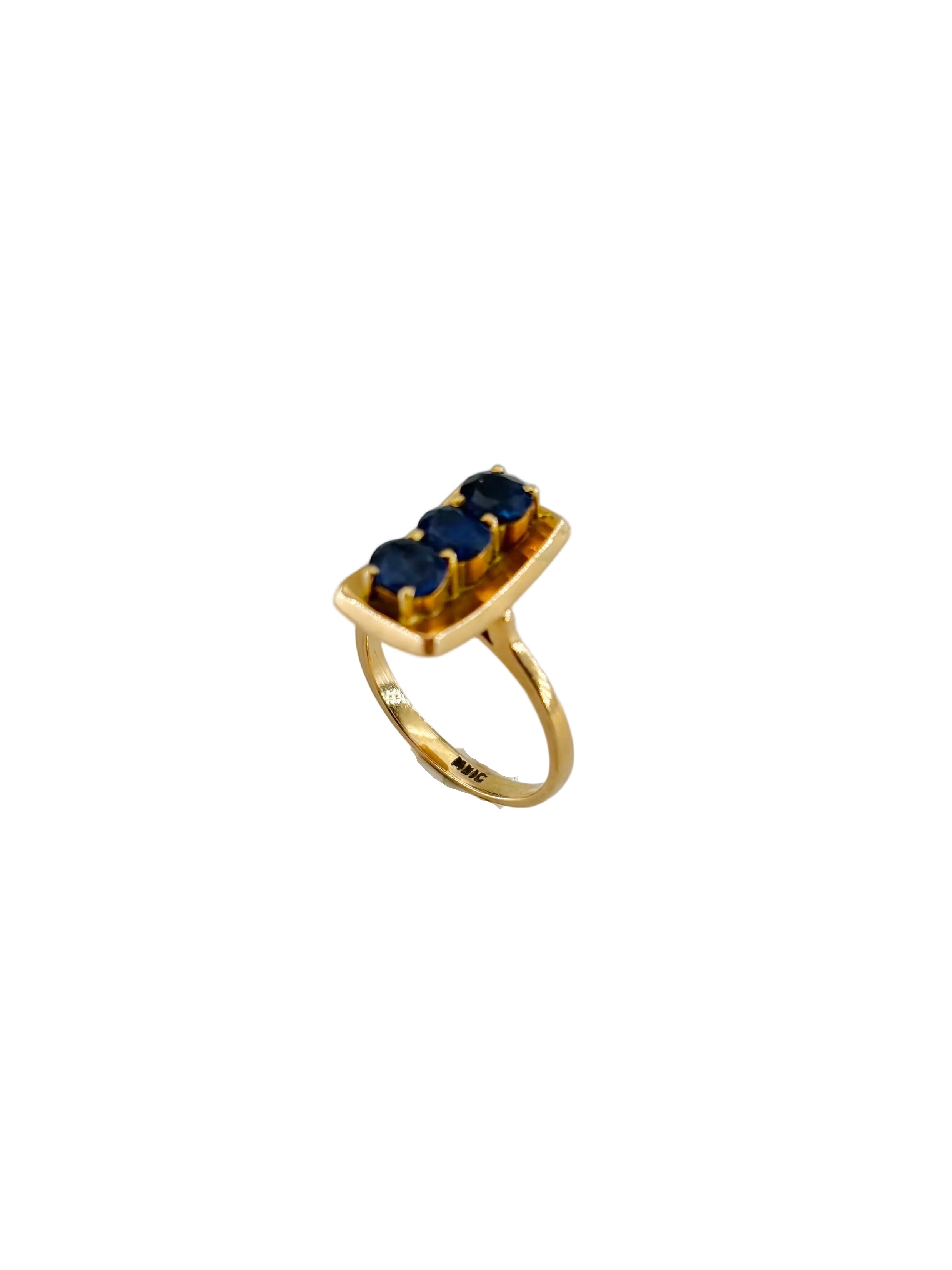 Retro Ring in Rose Gold and Sapphires