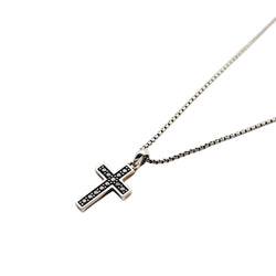 Necklace DAVID YURMAN Cross pendant in black silver and diamonds.