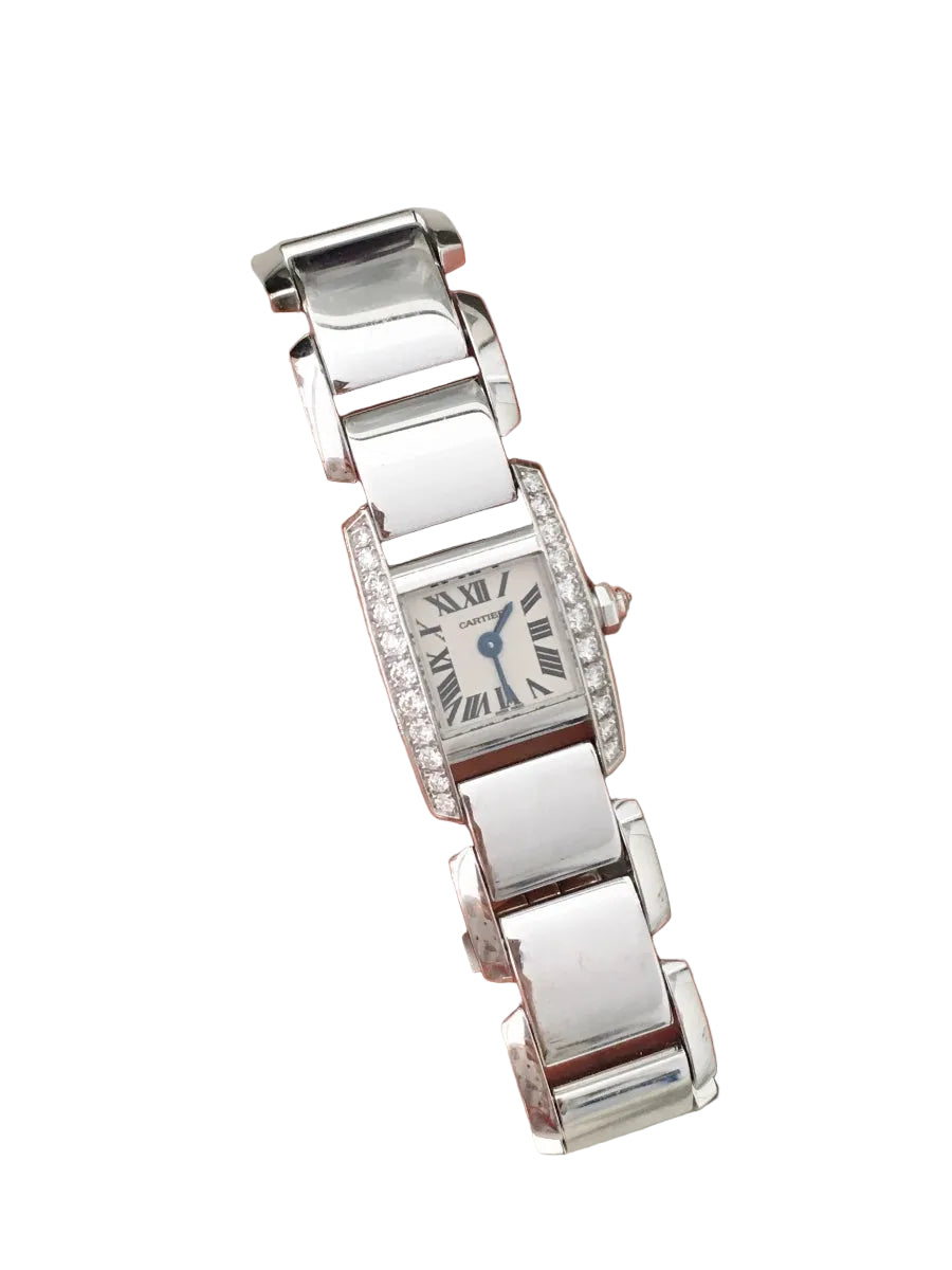 CARTIER "Tankissime" PM Watch in white gold, steel, and diamonds
