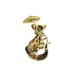 Champagne-colored gold and Ruby brooch