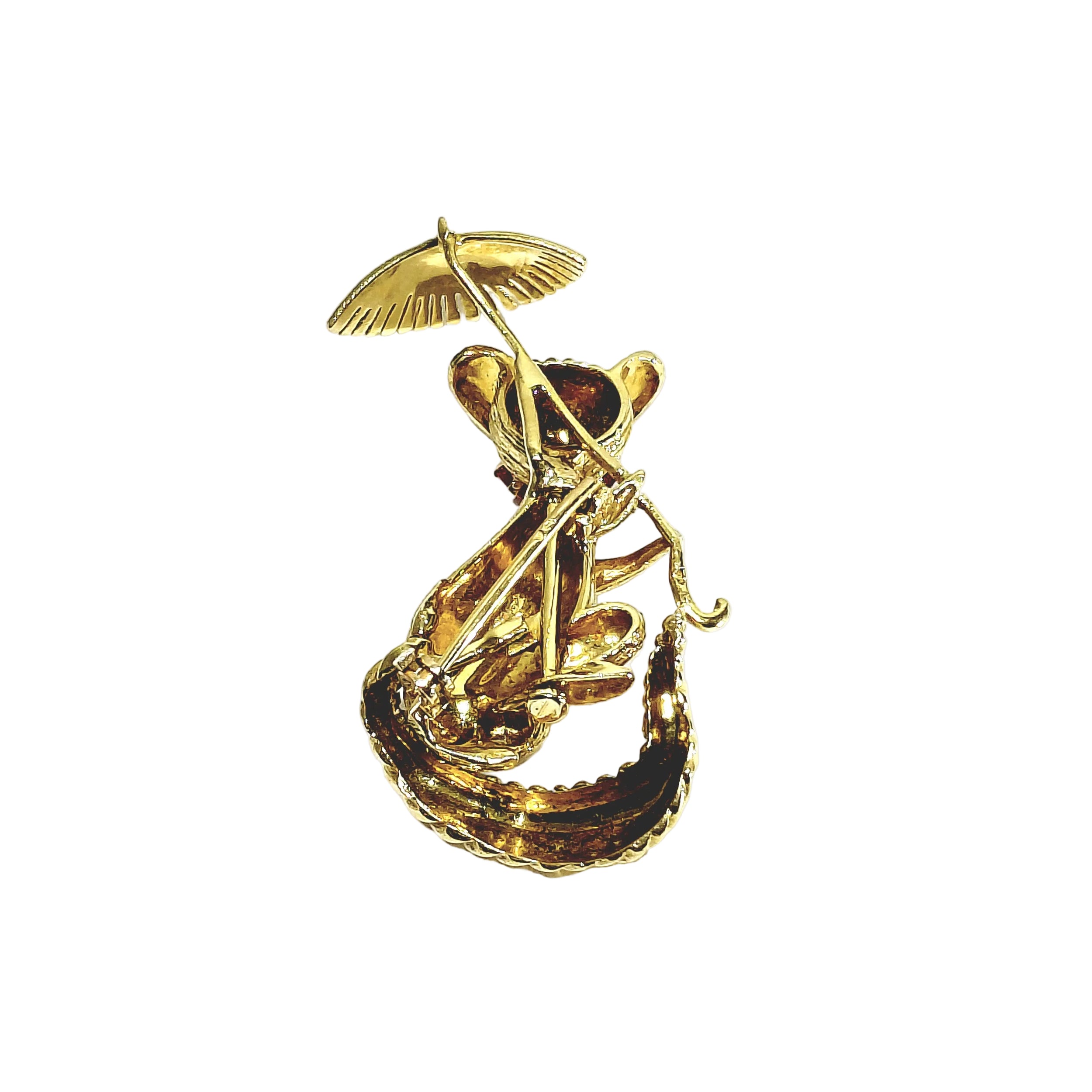 Champagne-colored gold and Ruby brooch