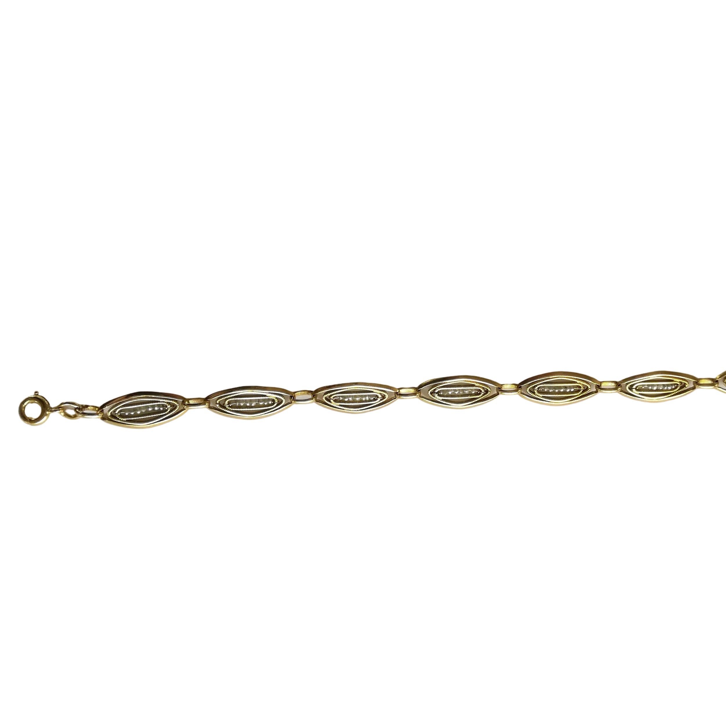 Yellow Gold Link Bracelet and Pearl Bracelet