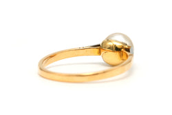 Solitaire Ring in White gold, Yellow gold, Pearl, and Diamonds