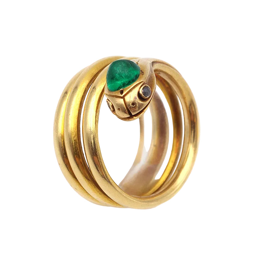 Bague en or jaune, émeraude et diamants