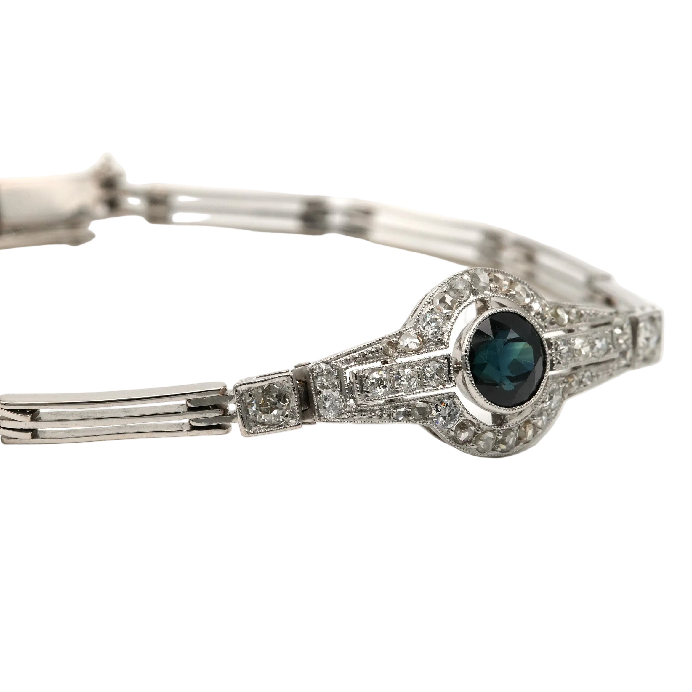 Bracelet en or blanc, saphir et diamants