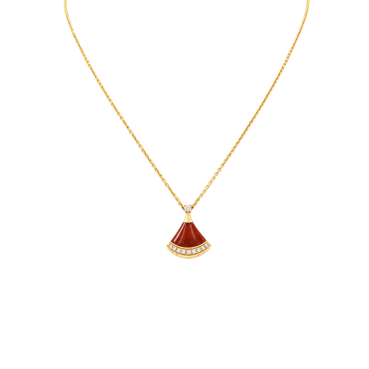 BULGARI "Divas' Dream" Pendant Necklace in rose gold, carnelian, and diamonds