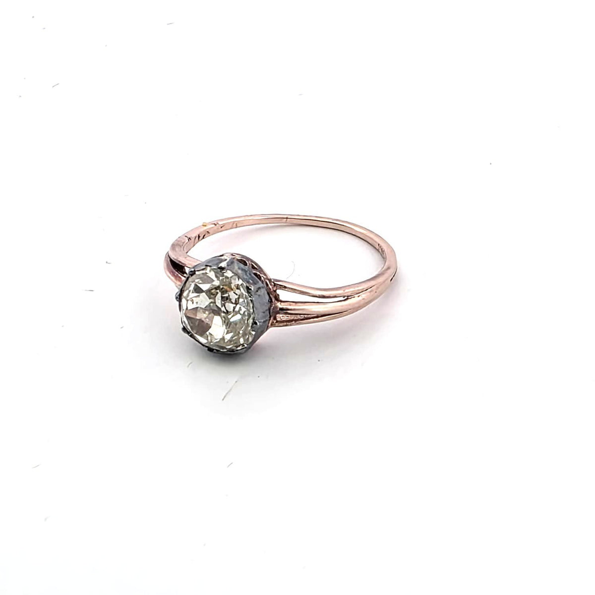 Solitaire Ring in Rose Gold, Silver, and Diamond