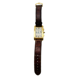 CARTIER "Tank Américaine Chronoflex" watch in yellow gold and leather
