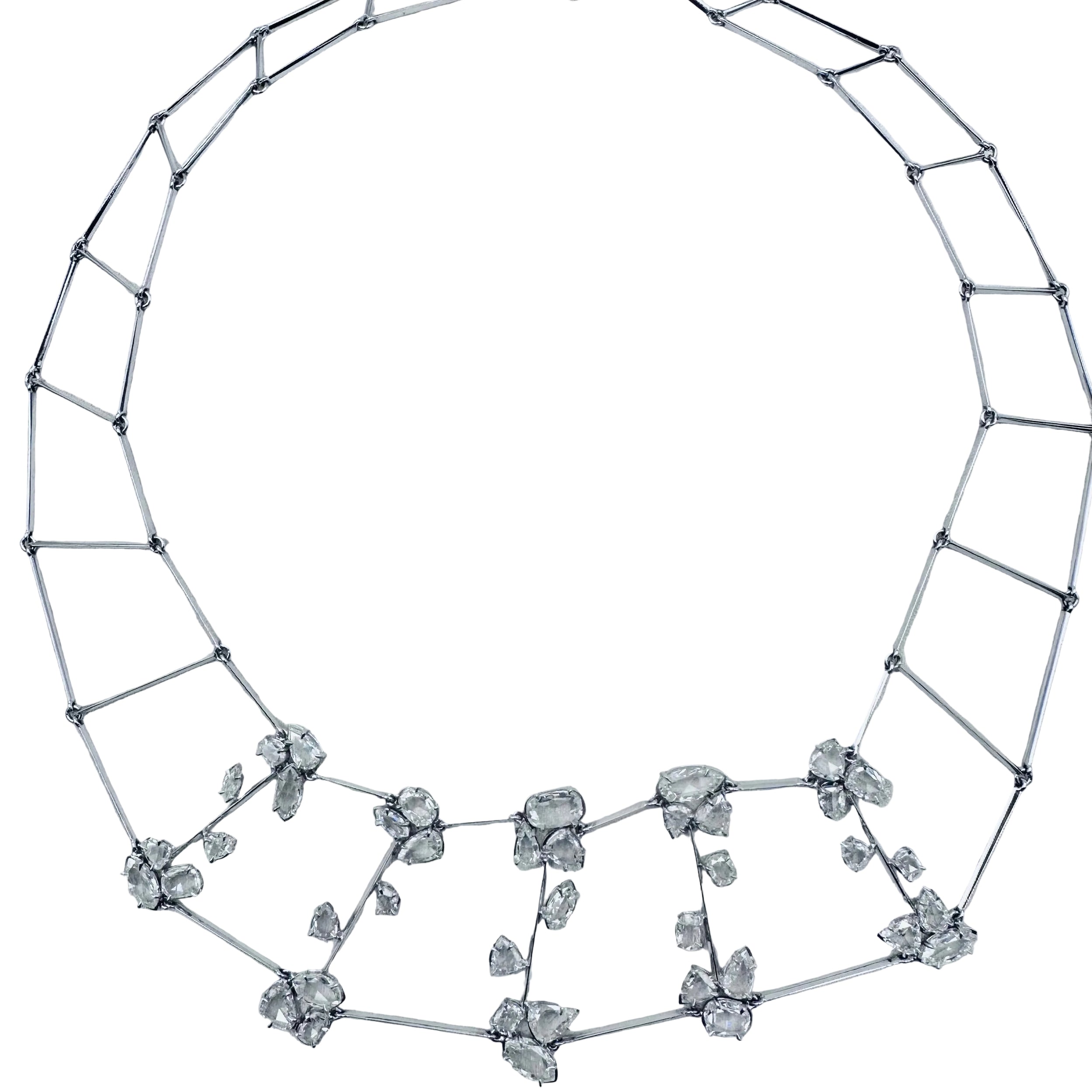 Necklace in white gold and rose-cut diamonds
