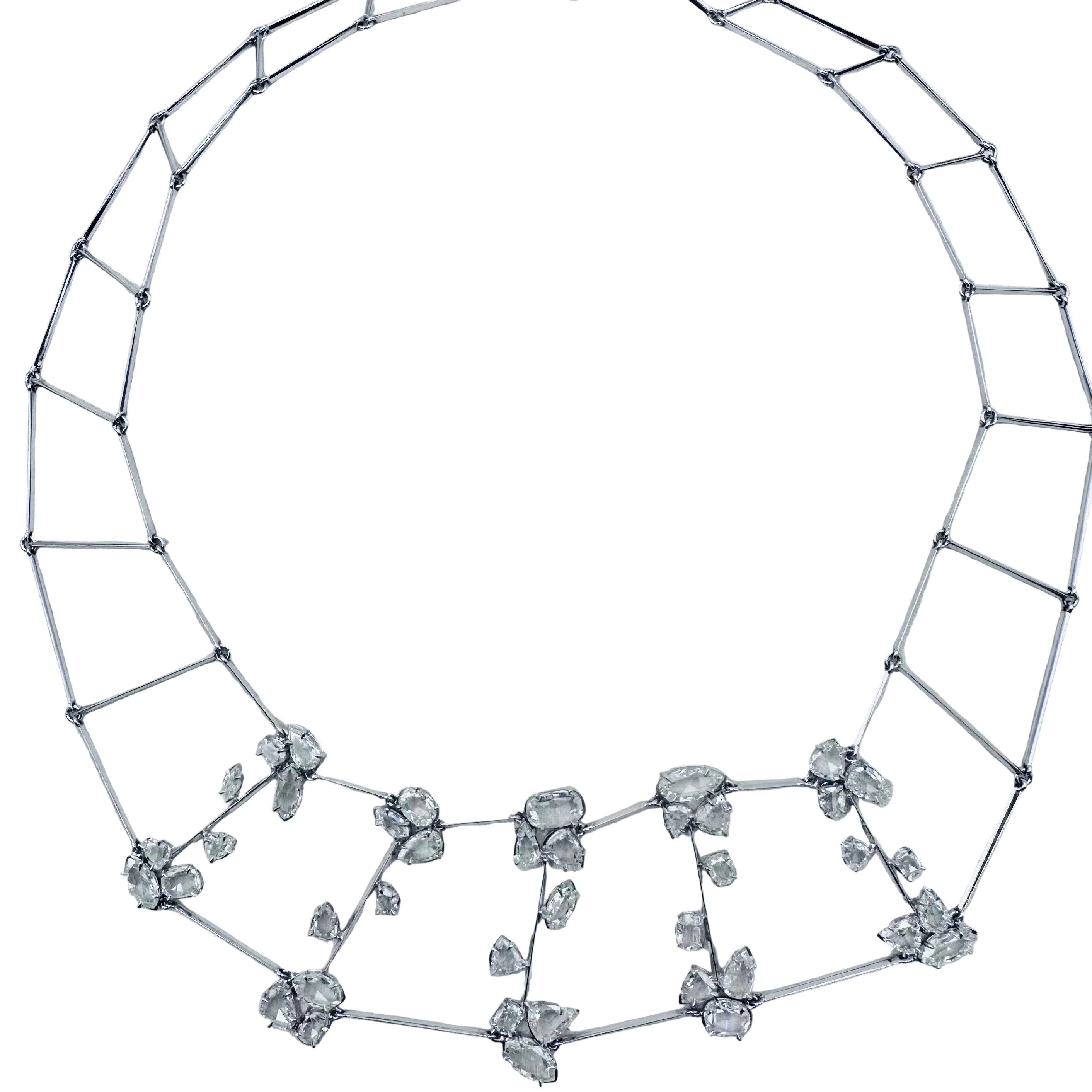 Necklace in white gold and rose-cut diamonds