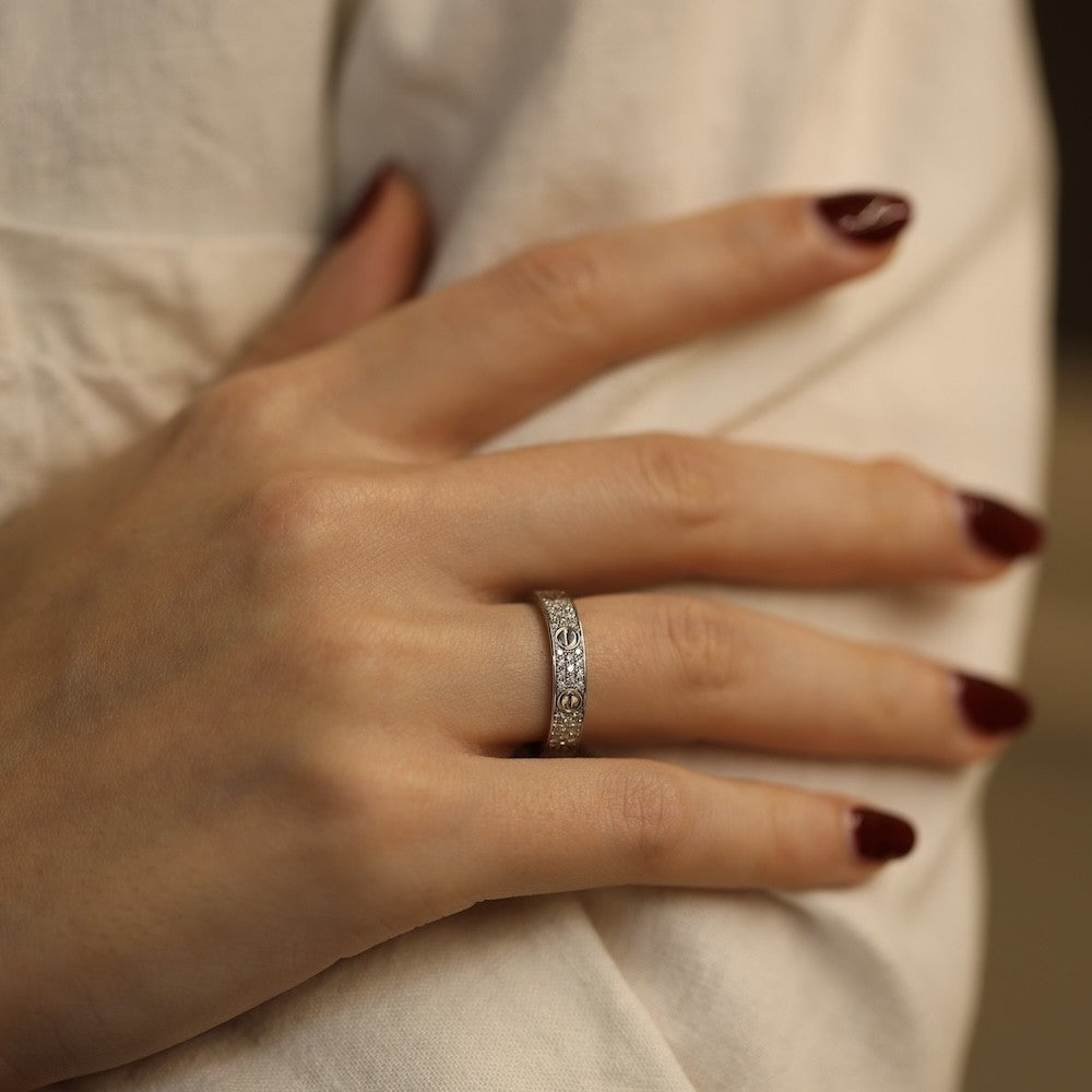 CARTIER "Love" Wedding Band in White Gold and Diamonds