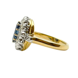 Marguerite Ring in White Gold, Yellow Gold, Sapphire, and Diamonds