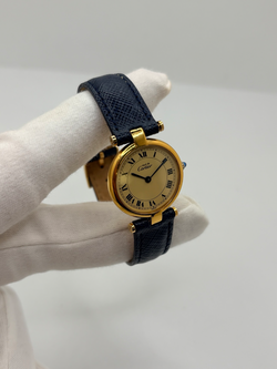 CARTIER "Must Vendôme" PM Watch in Vermeil and leather