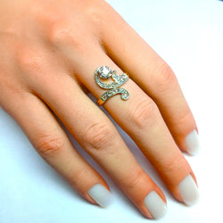 White gold, rose gold, and diamond ring