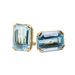 Yellow Gold and Aquamarine Clip-On Earrings