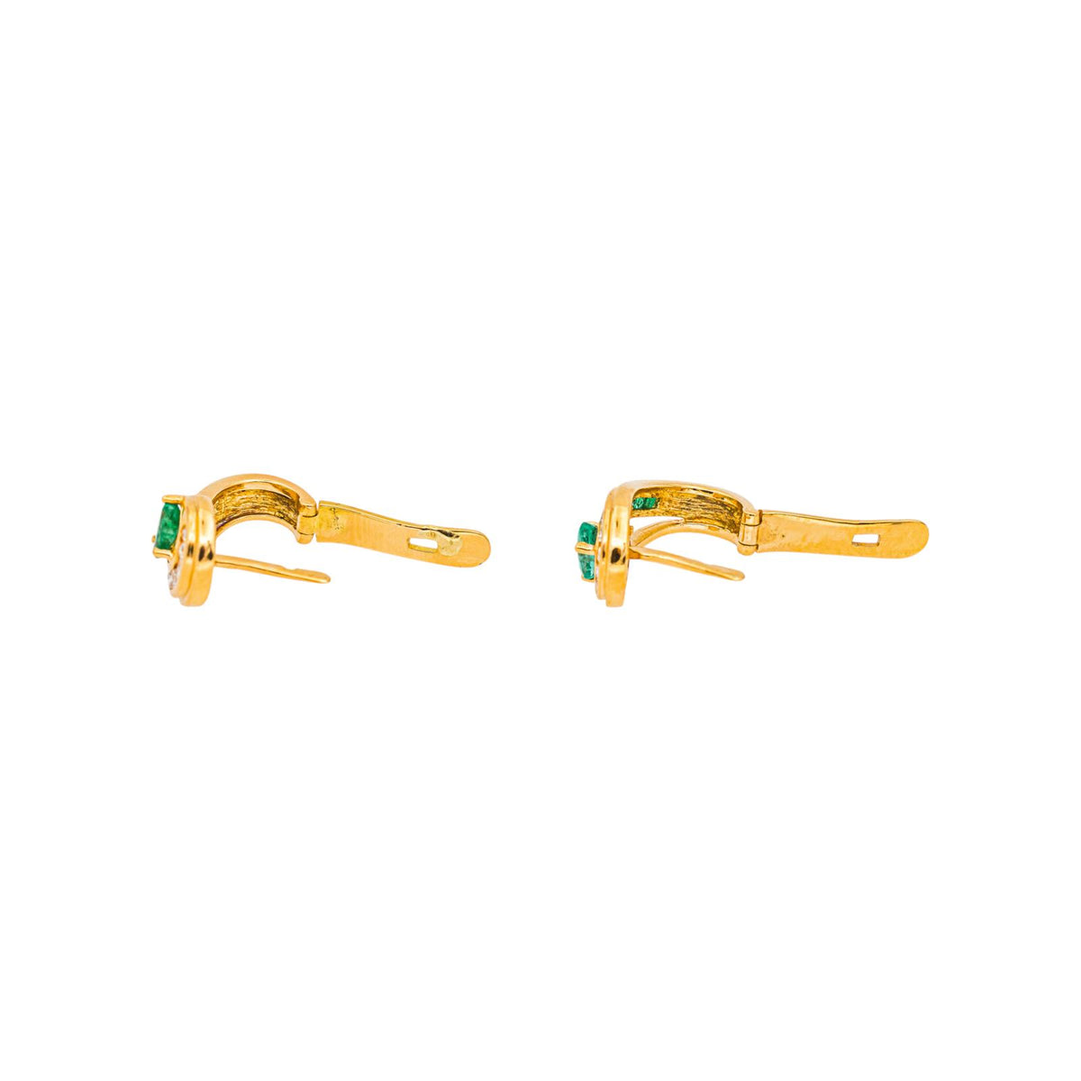 Lever-back earrings Yellow gold Emerald