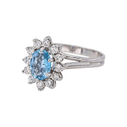 Bague Pompadour Or blanc Aigue Marine