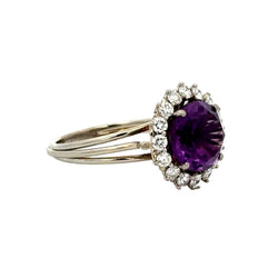 "Entourage" Ring in White Gold, Amethyst, and Diamonds